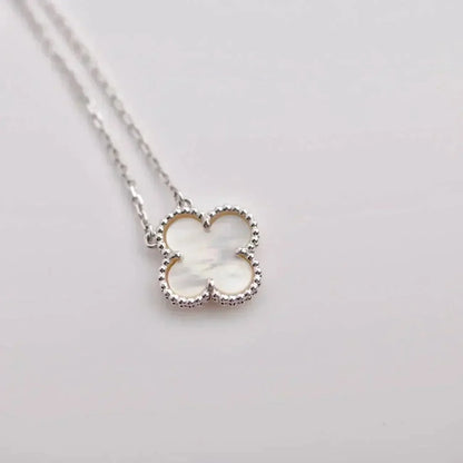 [⭐Miroze]CLOVER  15MM WHITE MOTHER-OF-PEARL SILVER