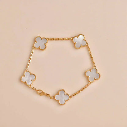 [⭐Miroze]CLOVER WHITE PEARL MOP 5 MOTIF BRACELET COLLECTION