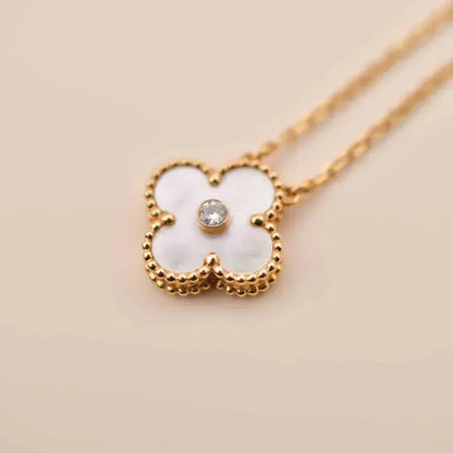 [⭐Miroze]CLOVER 15MM DIAMOND WHITE FRITILLARIA NECKLACE