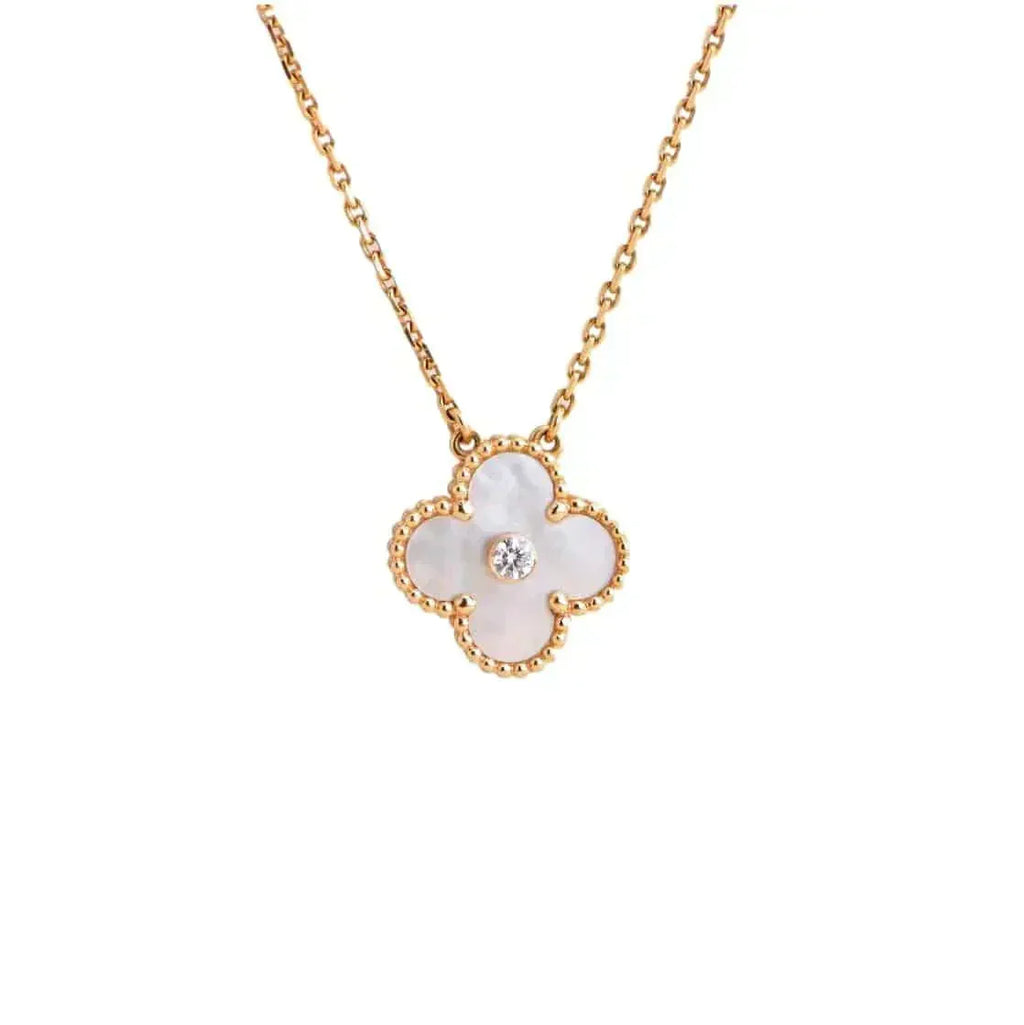 ⭐Miroze CLOVER 15MM DIAMOND WHITE FRITILLARIA NECKLACE