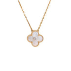 ⭐Miroze CLOVER 15MM DIAMOND WHITE FRITILLARIA NECKLACE