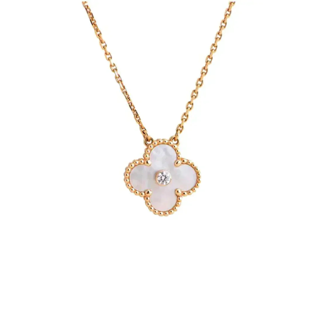⭐Miroze CLOVER 15MM DIAMOND WHITE FRITILLARIA NECKLACE