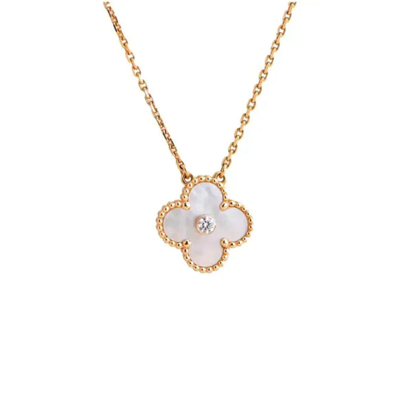[⭐Miroze]CLOVER 15MM DIAMOND WHITE FRITILLARIA NECKLACE