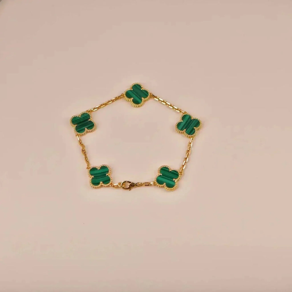 [⭐Miroze ]New  CLOVER 5 MOTIF MALACHITE BRACELET COLLECTION