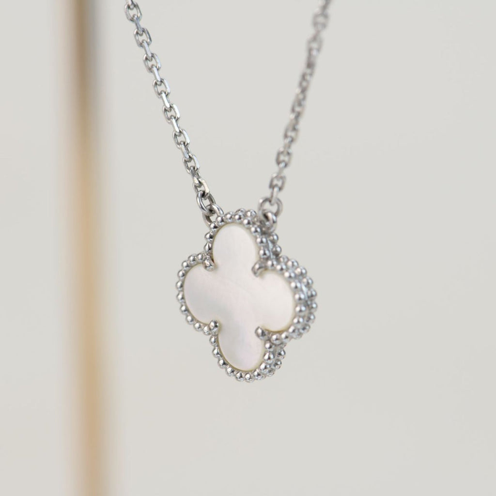 ⭐Miroze CLOVER  15MM WHITE MOTHER-OF-PEARL SILVER