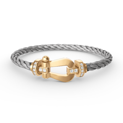 [⭐Miroze]FORCE LARGE HORSESHOE HALF DIAMOND BRACELET GOLD