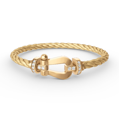[⭐Miroze]FORCE LARGE HORSESHOE HALF DIAMOND BRACELET GOLD