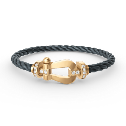 [⭐Miroze]FORCE LARGE HORSESHOE HALF DIAMOND BRACELET GOLD