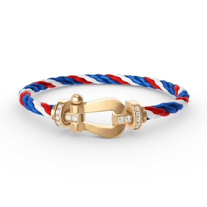 [⭐Miroze]FORCE LARGE HORSESHOE HALF DIAMOND BRACELET GOLD