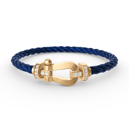 [⭐Miroze]FORCE LARGE HORSESHOE HALF DIAMOND BRACELET GOLD