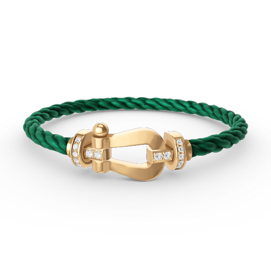 [⭐Miroze]FORCE LARGE HORSESHOE HALF DIAMOND BRACELET GOLD