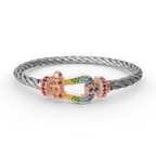 ⭐Miroze FORCE LARGE HORSESHOE  COLORED DIAMOND BRACELET ROSE GOLD