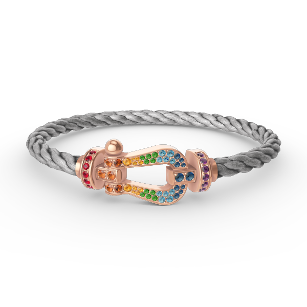 [⭐Miroze]FORCE LARGE HORSESHOE  COLORED DIAMOND BRACELET ROSE GOLD
