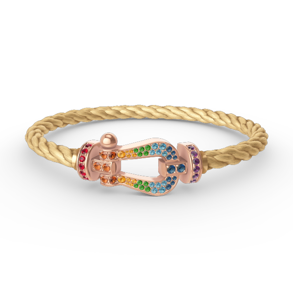 ⭐Miroze FORCE LARGE HORSESHOE  COLORED DIAMOND BRACELET ROSE GOLD