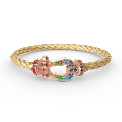 [⭐Miroze]FORCE LARGE HORSESHOE  COLORED DIAMOND BRACELET ROSE GOLD