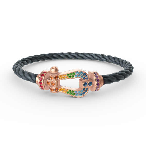 [⭐Miroze]FORCE LARGE HORSESHOE  COLORED DIAMOND BRACELET ROSE GOLD