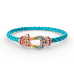 ⭐Miroze FORCE LARGE HORSESHOE  COLORED DIAMOND BRACELET ROSE GOLD