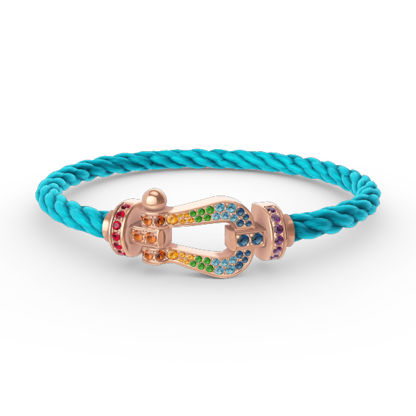 ⭐Miroze FORCE LARGE HORSESHOE  COLORED DIAMOND BRACELET ROSE GOLD