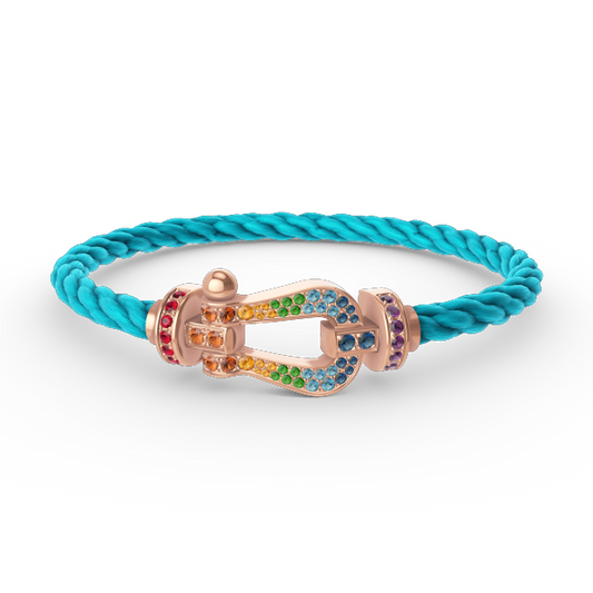 [⭐Miroze]FORCE LARGE HORSESHOE  COLORED DIAMOND BRACELET ROSE GOLD