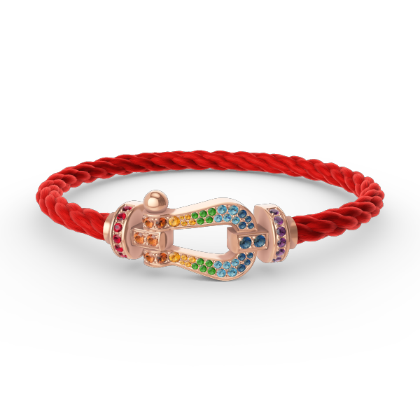 [⭐Miroze]FORCE LARGE HORSESHOE  COLORED DIAMOND BRACELET ROSE GOLD