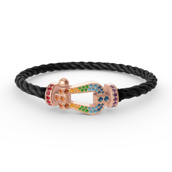 [⭐Miroze]FORCE LARGE HORSESHOE  COLORED DIAMOND BRACELET ROSE GOLD