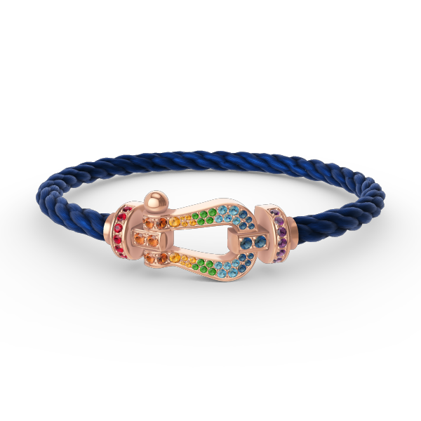 [⭐Miroze]FORCE LARGE HORSESHOE  COLORED DIAMOND BRACELET ROSE GOLD