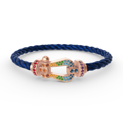 [⭐Miroze]FORCE LARGE HORSESHOE  COLORED DIAMOND BRACELET ROSE GOLD