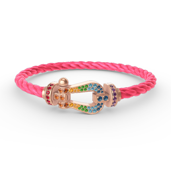 [⭐Miroze]FORCE LARGE HORSESHOE  COLORED DIAMOND BRACELET ROSE GOLD