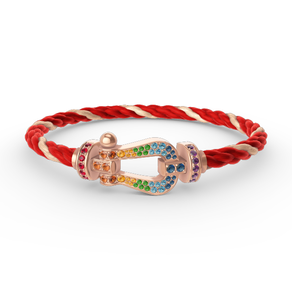 [⭐Miroze]FORCE LARGE HORSESHOE  COLORED DIAMOND BRACELET ROSE GOLD