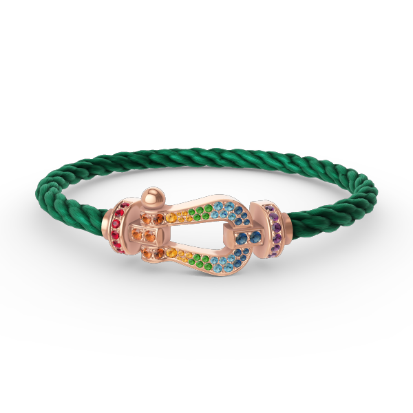 ⭐Miroze FORCE LARGE HORSESHOE  COLORED DIAMOND BRACELET ROSE GOLD