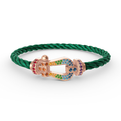 [⭐Miroze]FORCE LARGE HORSESHOE  COLORED DIAMOND BRACELET ROSE GOLD