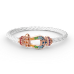 ⭐Miroze FORCE LARGE HORSESHOE  COLORED DIAMOND BRACELET ROSE GOLD
