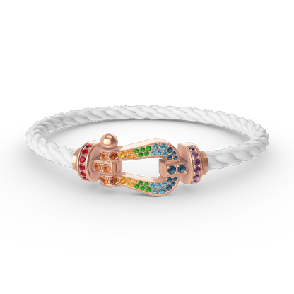 [⭐Miroze]FORCE LARGE HORSESHOE  COLORED DIAMOND BRACELET ROSE GOLD