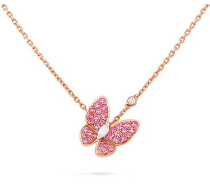 [⭐Miroze]BUTTERFLY RED DIAMOND ROSE GOLD NECKLACE