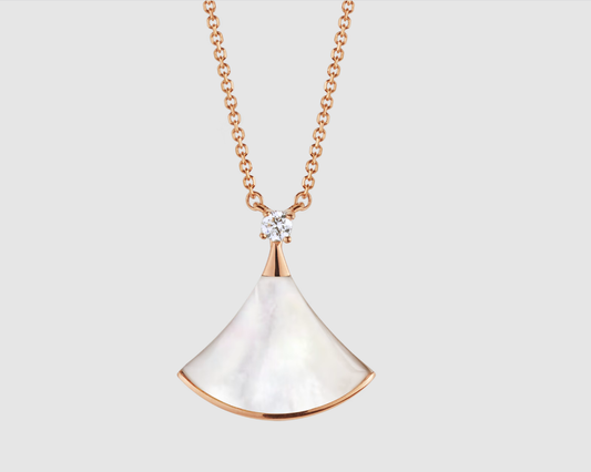 [⭐Miroze]DREAM NECKLACE WHITE MOP PINK GOLD 1 DIAMOND