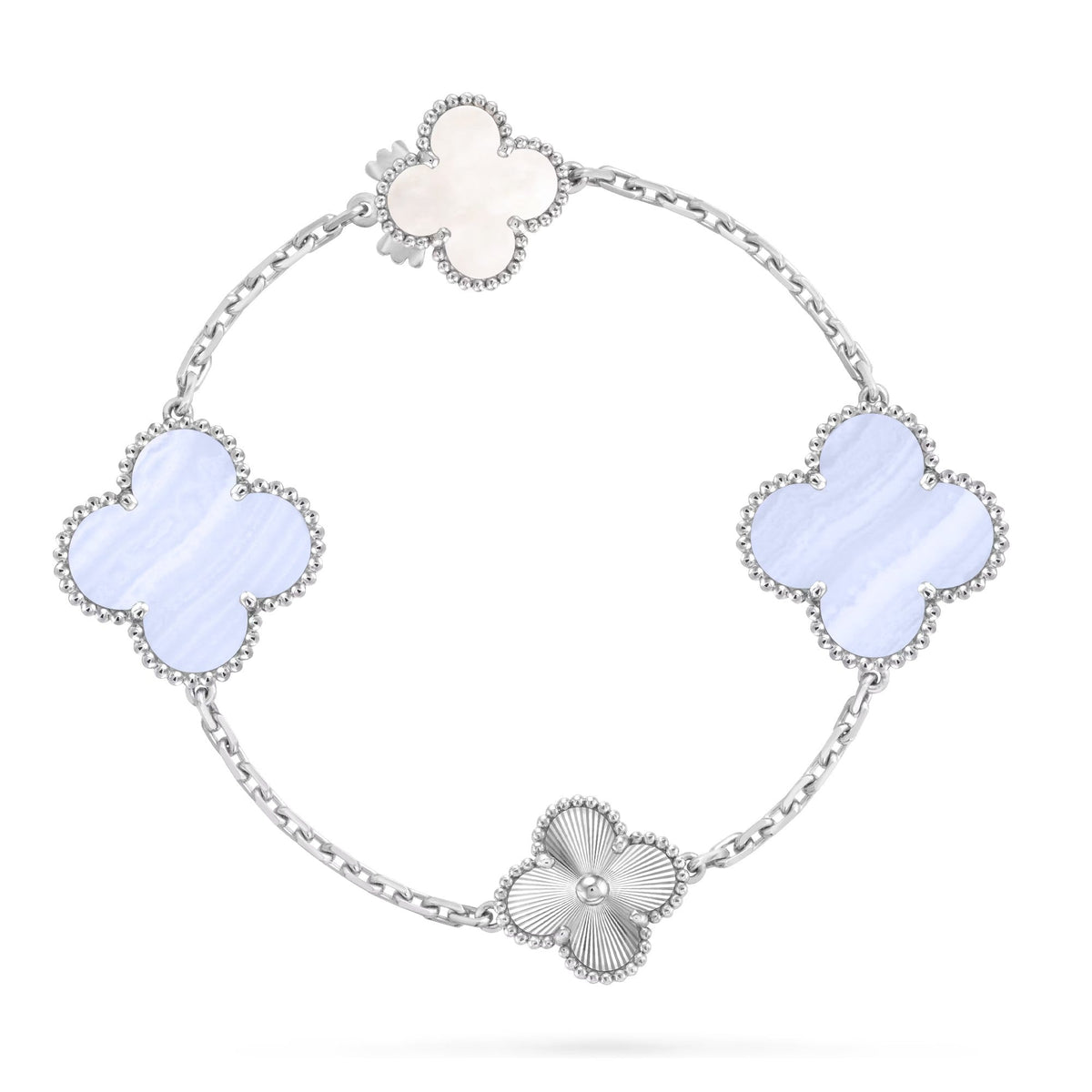 [⭐Miroze]DETACHABLE CLOVER 15(11+4) FLOWER SILVER NECKLACE SET