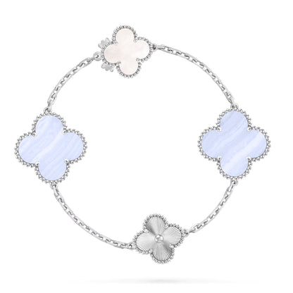 [⭐Miroze]DETACHABLE CLOVER 15(11+4) FLOWER SILVER NECKLACE SET