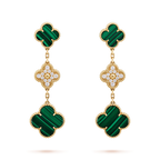 ⭐Miroze CLOVER EARRINGS GOLD MALACHITE DIAMOND 3 MOTIF