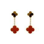 ⭐Miroze CLOVER  2 MOTIF  TIGER EYE CARNELIAN EARRINGS