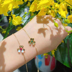⭐Miroze FRIVOLE GOLD FLOWER PINK MALACHITE BRACELET