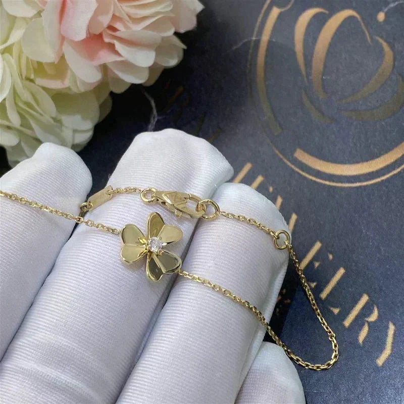 ⭐Miroze FRIVOLE GOLD FLOWER PINK MALACHITE BRACELET