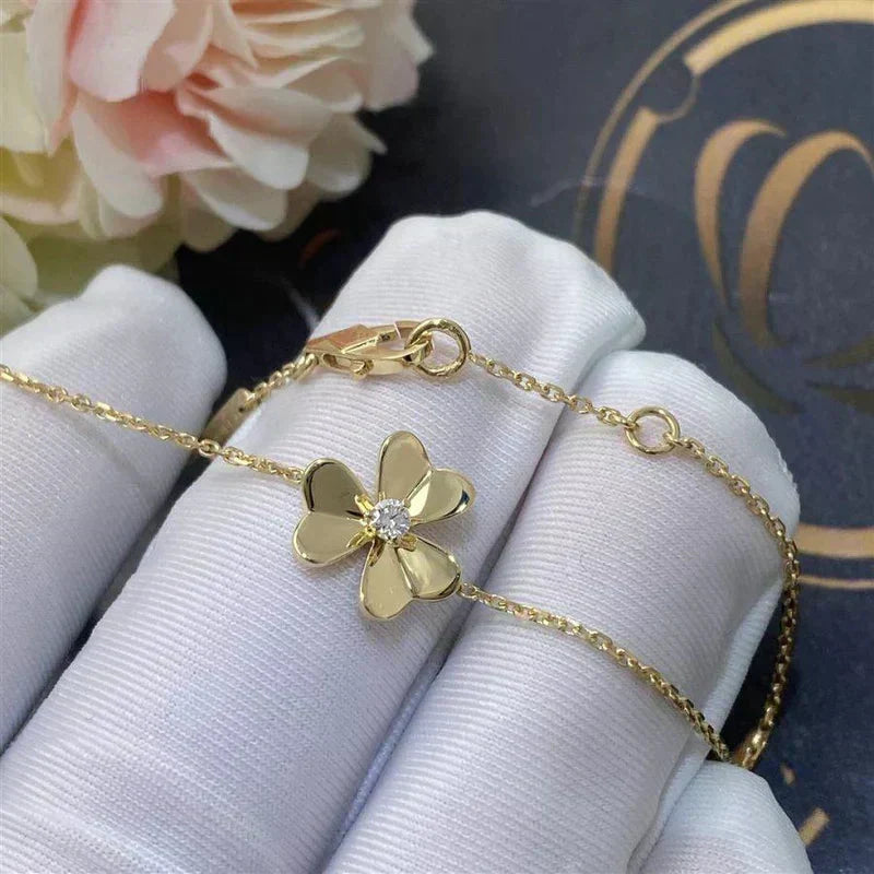 ⭐Miroze FRIVOLE GOLD FLOWER PINK MALACHITE BRACELET