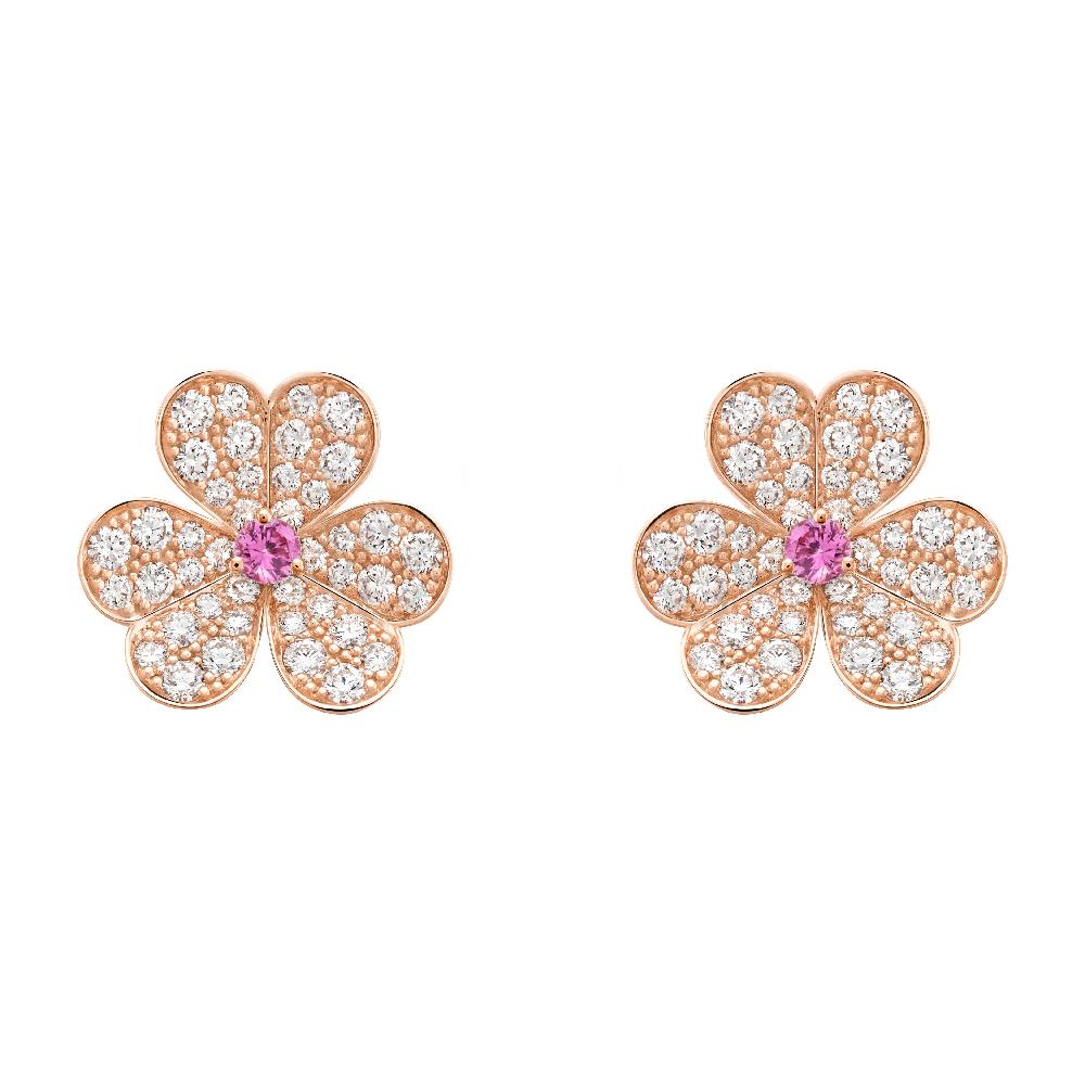 ⭐Miroze FRIVOLE PINK GOLD FLOWER DIAMOND EARRINGS