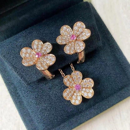[⭐Miroze]FRIVOLE ROSE GOLD FLOWER DIAMOND NECKLACE