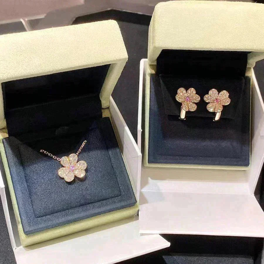 ⭐Miroze FRIVOLE ROSE GOLD FLOWER DIAMOND NECKLACE