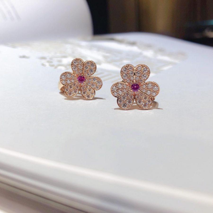 ⭐Miroze FRIVOLE PINK GOLD FLOWER DIAMOND EARRINGS