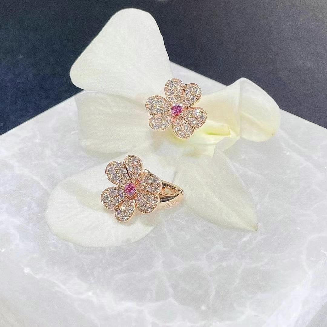 ⭐Miroze FRIVOLE PINK GOLD FLOWER DIAMOND EARRINGS