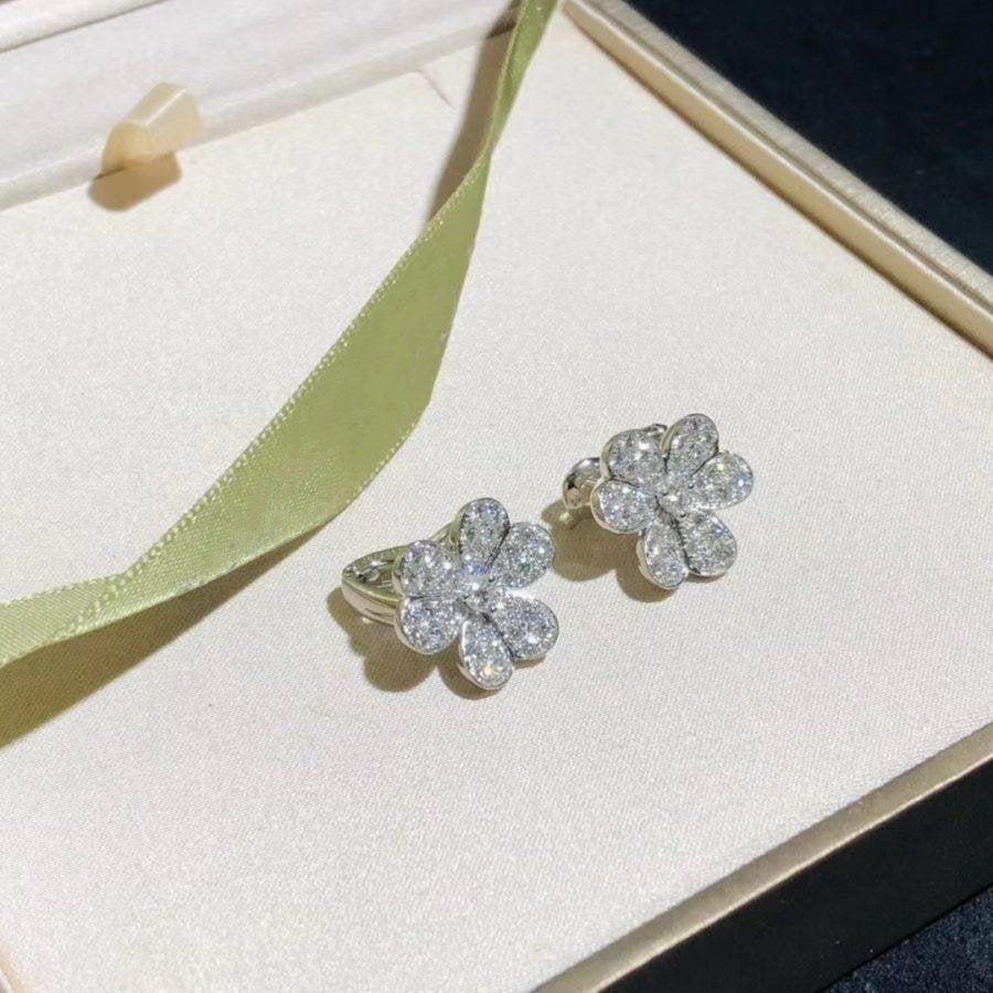 ⭐Miroze FRIVOLE SILVER FLOWER DIAMOND EARRINGS