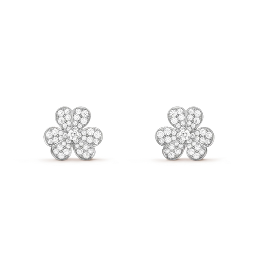 [⭐Miroze]FRIVOLE SILVER FLOWER DIAMOND EARRINGS