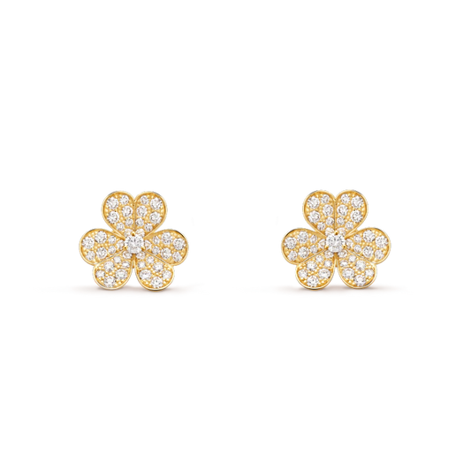 [⭐Miroze]FRIVOLE GOLD FLOWER DIAMOND EARRINGS